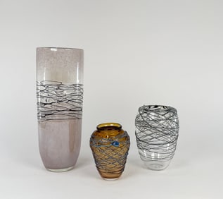 David Van Noppen Threaded Glass Vases