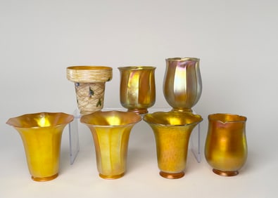 Seven Iridescent Glass Shades