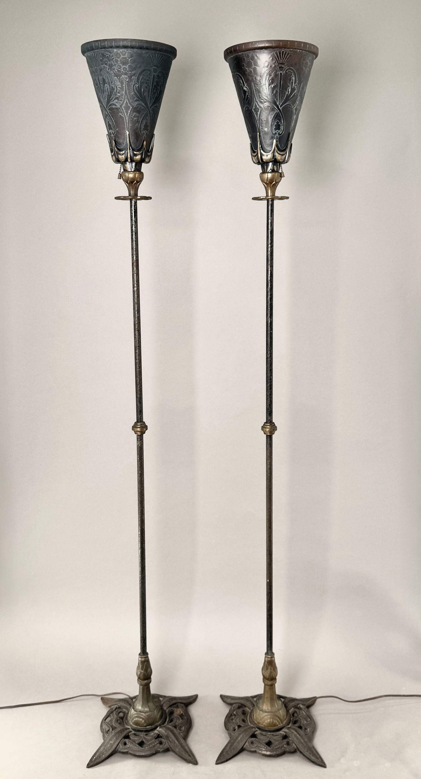 Pair of Bronze Torchiere Lamps (1 of 7)