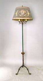 Wrought Iron Floor Lamp with Metal Mesh Shade