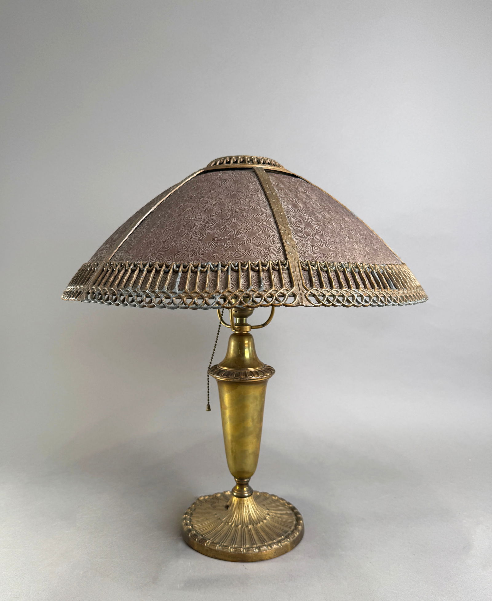Brass Table Lamp with Textured Glass Shade (1 of 5)