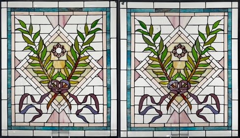 Pair of Stained Glass Panels