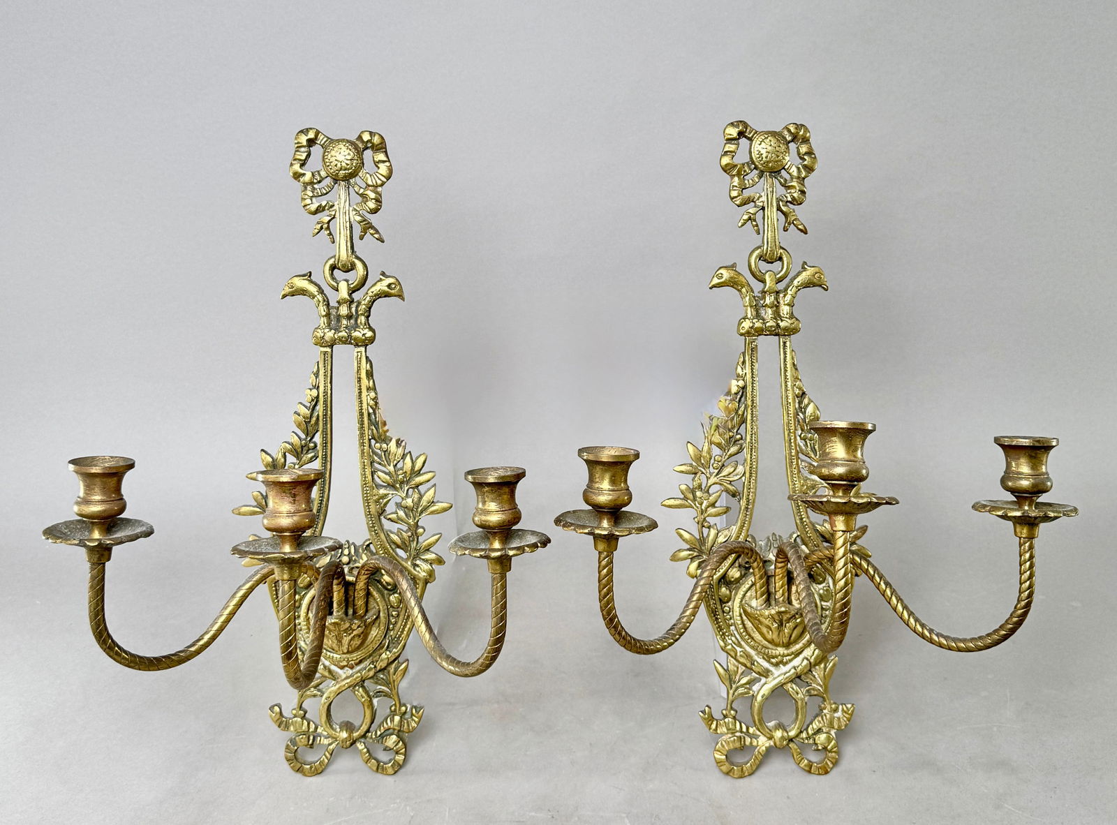 Pair of Gilt Bronze Candelabra Wall Sconces (1 of 4)