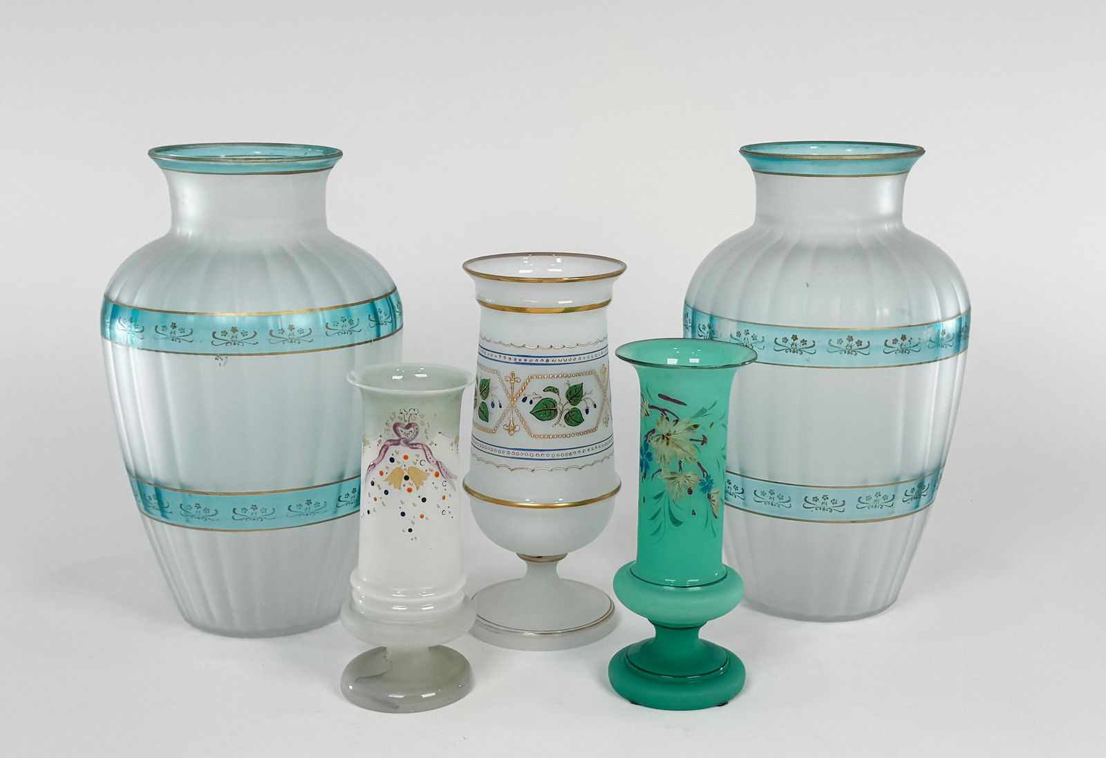 Five Opaline Glass Vases (1 of 2)