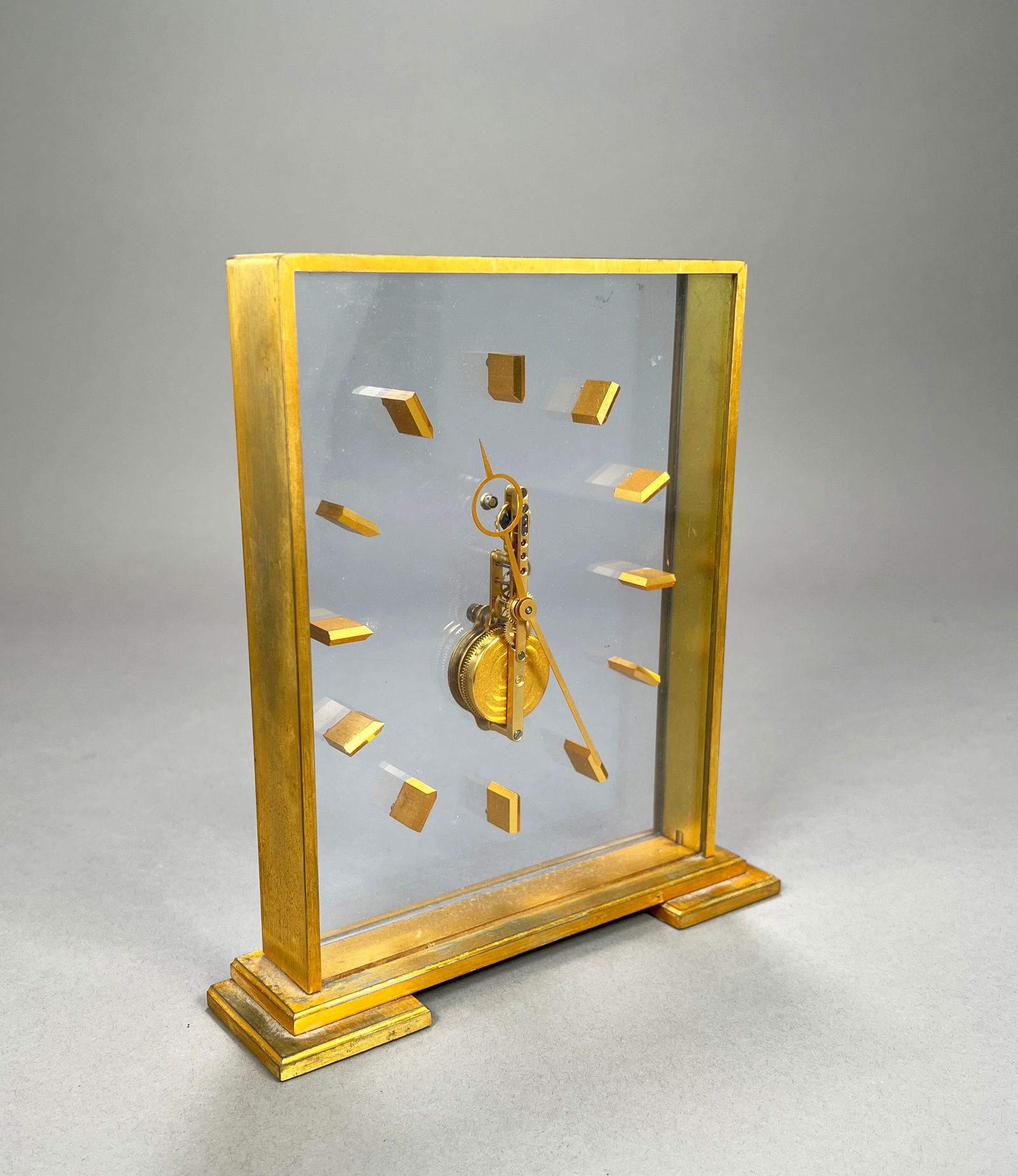 Jaeger-LeCoultre Brass & Glass Mid-Century Modern Table Clock (1 of 5)
