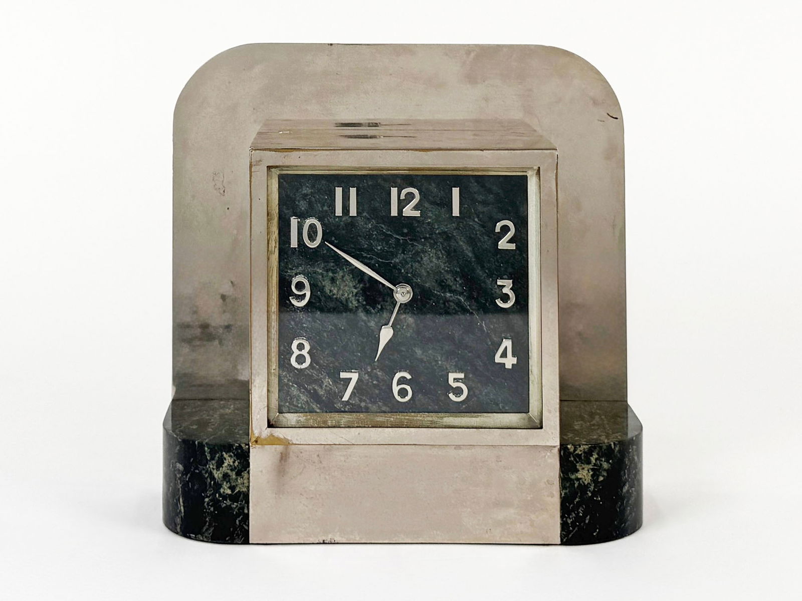 Art Deco Chrome and Marble Mantle Clock (1 of 9)