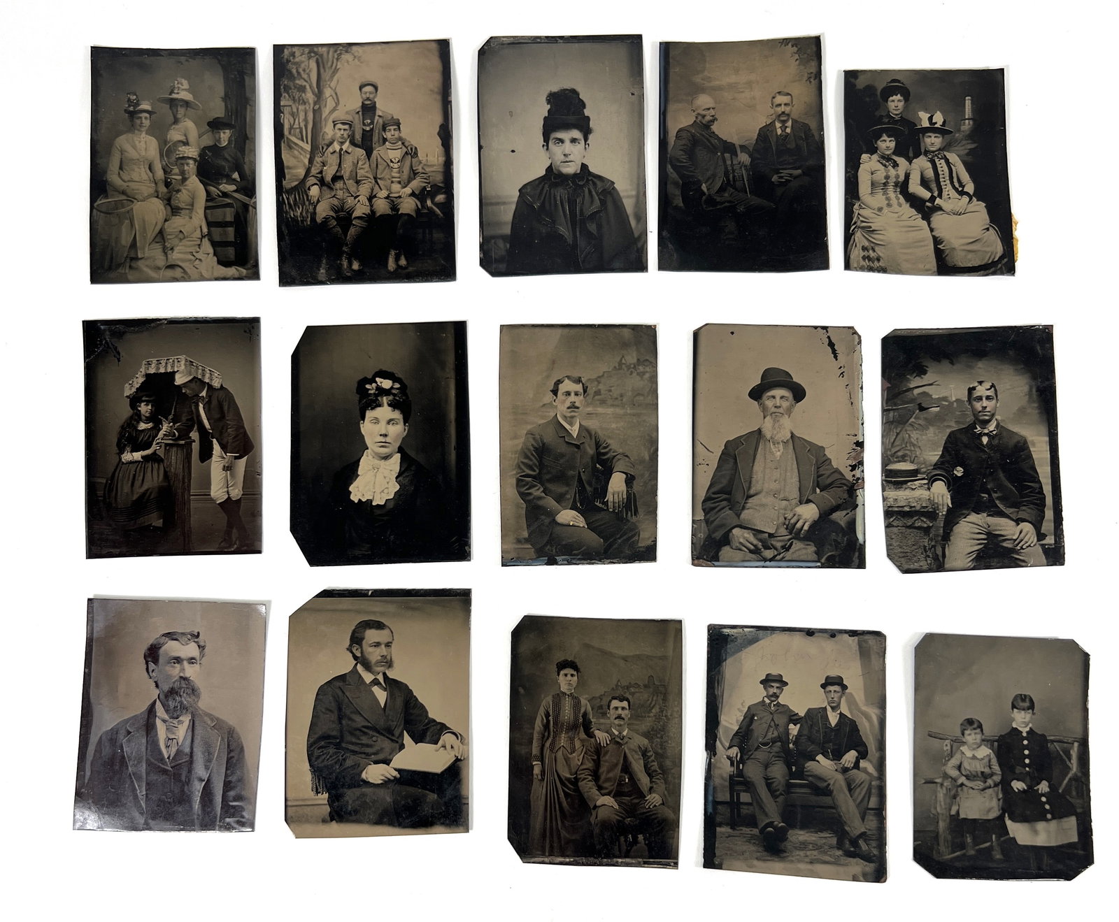 Fifteen Tintype Photographs: Group of fifteen tintype and ferrotype photographs