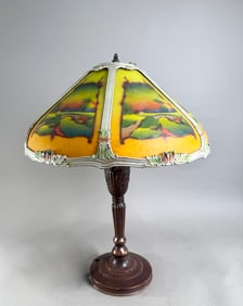 Reverse Painted Slag Glass Table Lamp