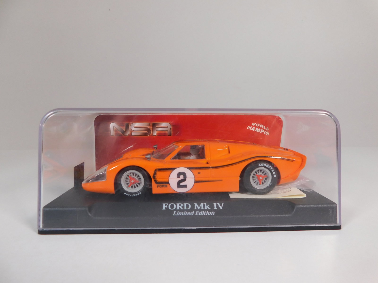 NSR Ford MK IV Limited Edition #2 1/32 Slot Car: NSR Ford MK IV Limited Edition #2 1/32 Slot Car, with original case. Weight: 6.8oz. SW Motor.