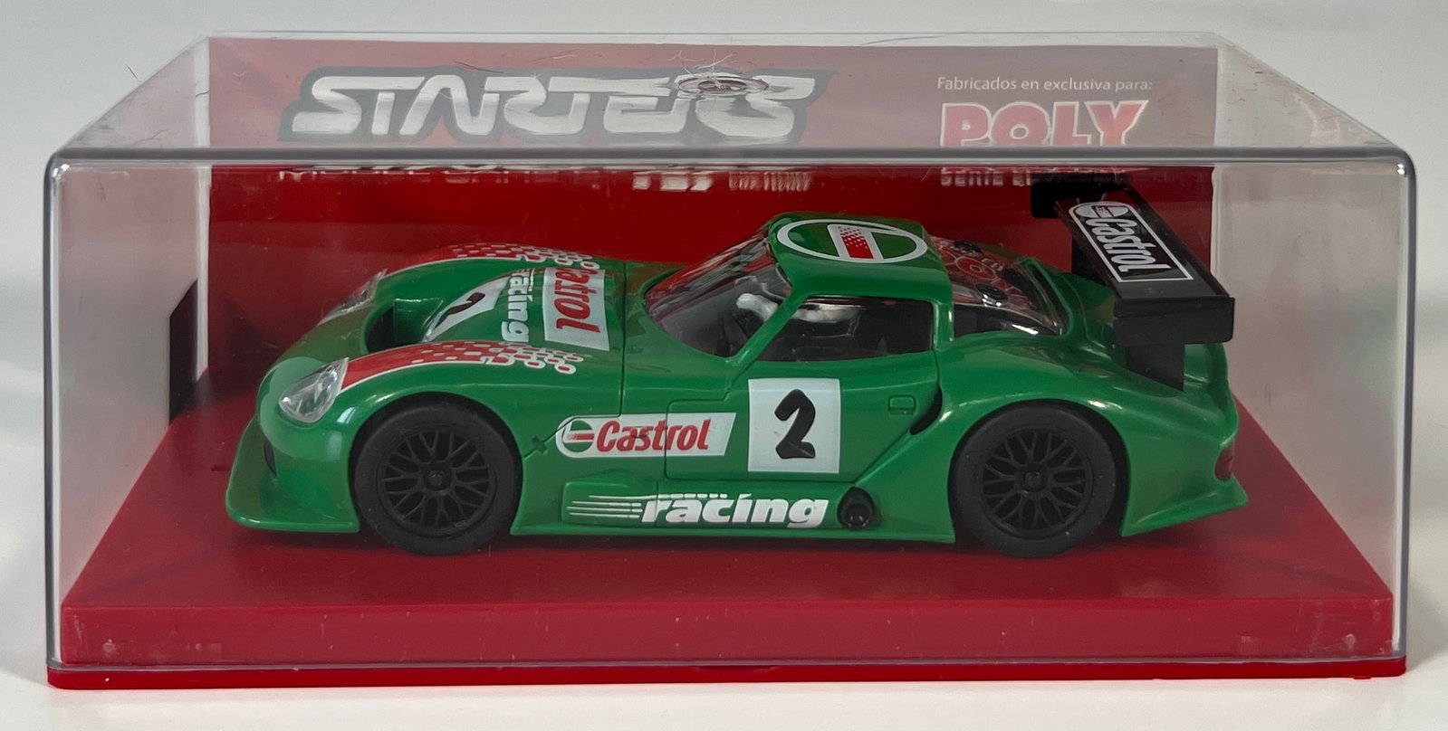 Poly Starters Marcos Castrol Racing Car #2 1/32 Slot Car: Starters Poly Marcos Castrol Racing Car #2 1/32 Slot Car. Reference #87001, with original case. Weight: 7 oz.