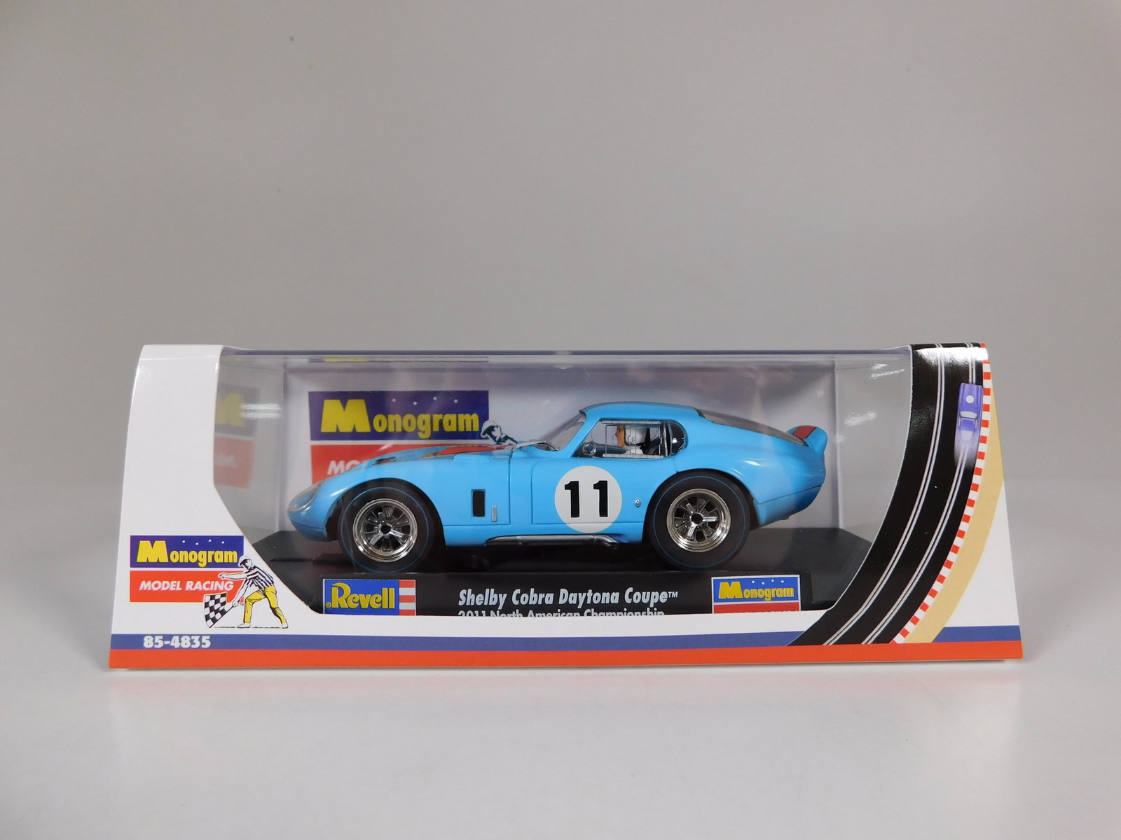 Revell Shelby Cobra Daytona Coupe 2011 North American Championship #11 1/32 Slot Car: Revell Shelby Cobra Daytona Coupe 2011 North American Championship #11 1/32 Slot Car, with original case. Weight: 8.1 oz.