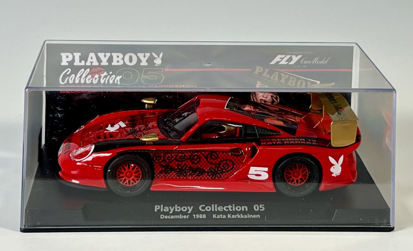 Fly Car Model Playboy Collection #5 1/32 Slot Car: Fly Car Model Playboy Collection 05 December 1988 Kata Karkkainen #5 1/32 Slot Car. Reference #99049, with original case. Weight: 6.6 oz.