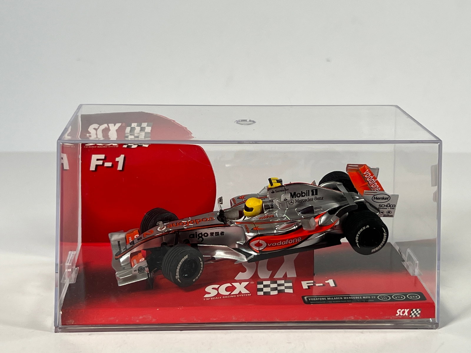 SCX McLaren Mercedes MP4-22 1/32 Slot Car: SCX 1:32 scale slot car, McLaren Mercedes MP4-22. In original display case.