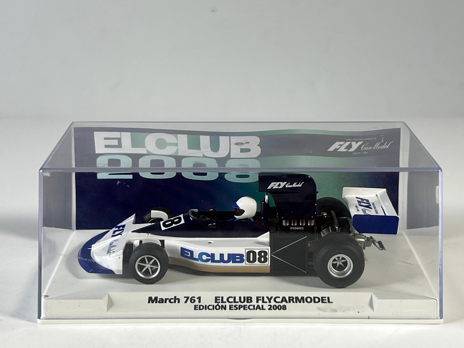 March 761 El Club Flycarmodel Edition Especial 2008 #08 1/32 Slot Car: March 761 - F1 El Club Flycarmodel Edition Especial 2008 #08 1/32 Slot Car. Reference #99105, with original case. Weight: 5 oz.