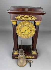 19th Century French Empire-Style Mantel Clock with Gilded Details