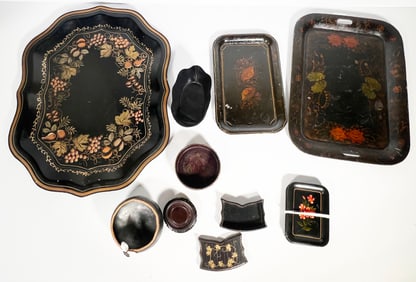 Collection of Toleware Trays and Bowls