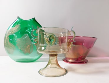 Three Blown Glass Vessels