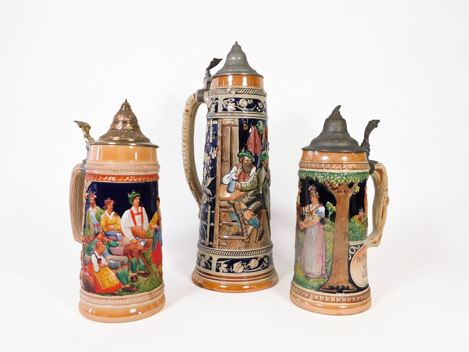 Three German Beer Steins with Pewter Lids (1 of 17)