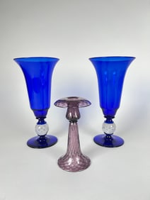 Murano Glass Vases and Candlestick