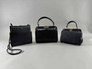 Three Black Alligator Handbags