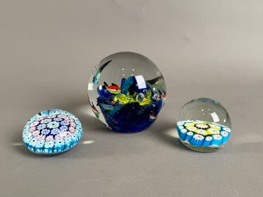 Three Art Glass Paperweights