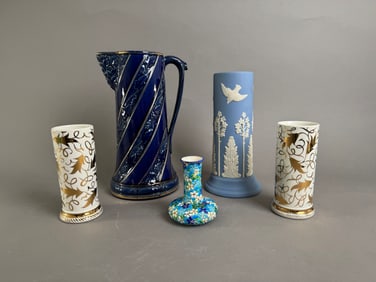 Group of Five Decorative Vases and Pitcher