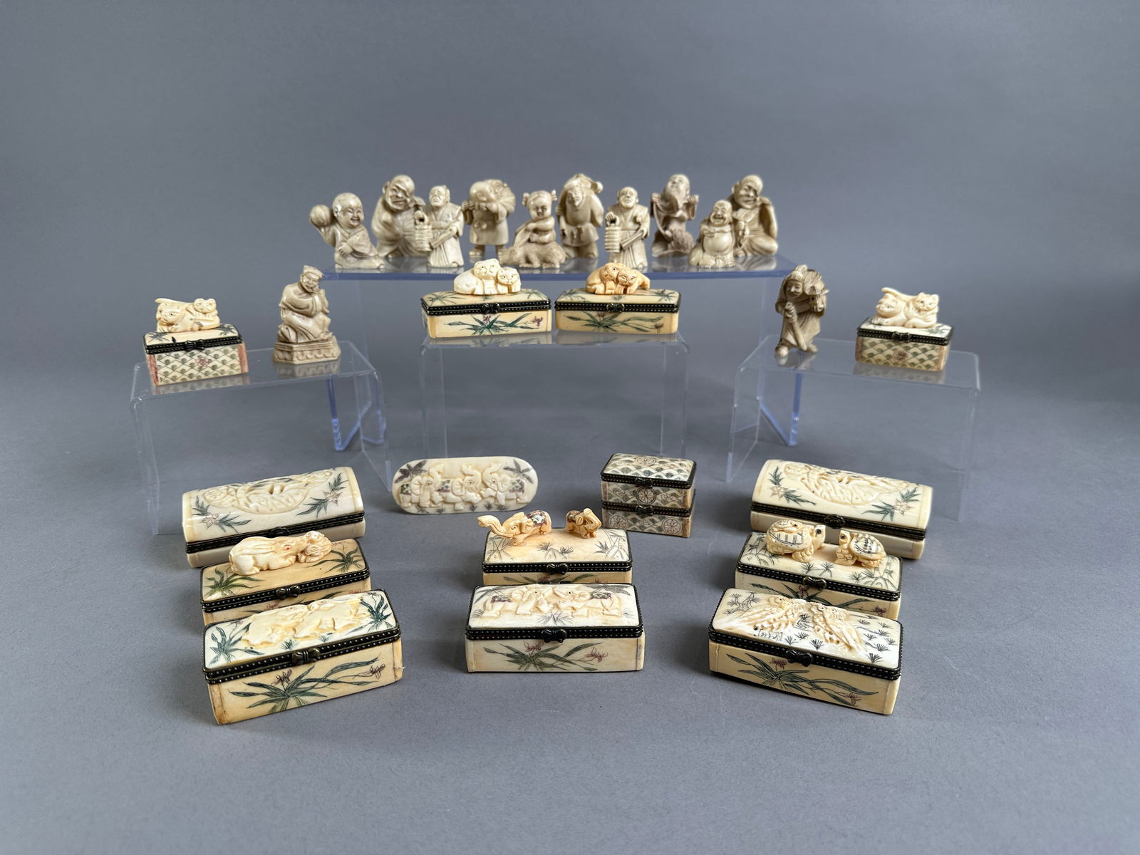 Collection of Carved Boxes and Figurines (1 of 12)