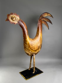Painted Sheet Metal Rooster Sculpture