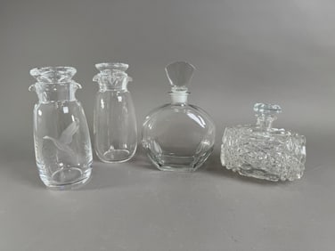 Set of Four Glass Decanters/Bottles