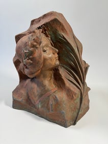 Art Nouveau Style Metal Bust Sculpture
