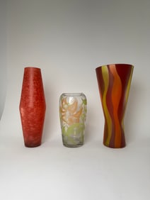 Set of Three Art Glass Vases