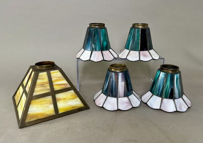 Five Stained Glass Lamp Shades