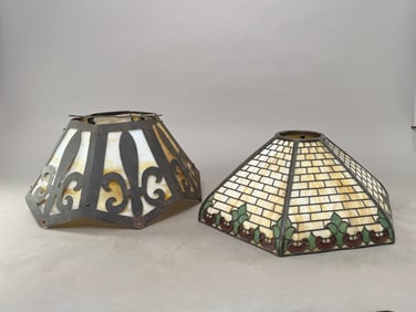Two Leaded Glass Lamp Shades