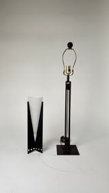 Modernist Black Metal Lamp and Vase