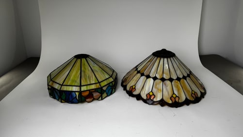 Pair of Stained Glass Lamp Shades