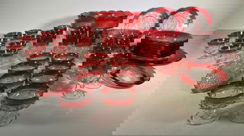 Ruby Rim Glassware Set