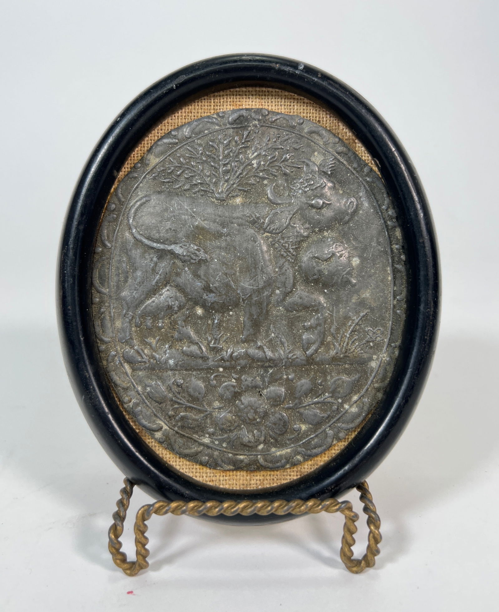 Antique Bronze Figural Plaque in Oval Frame (1 of 4)