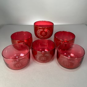Set of 6 Ruby Glass Bowls