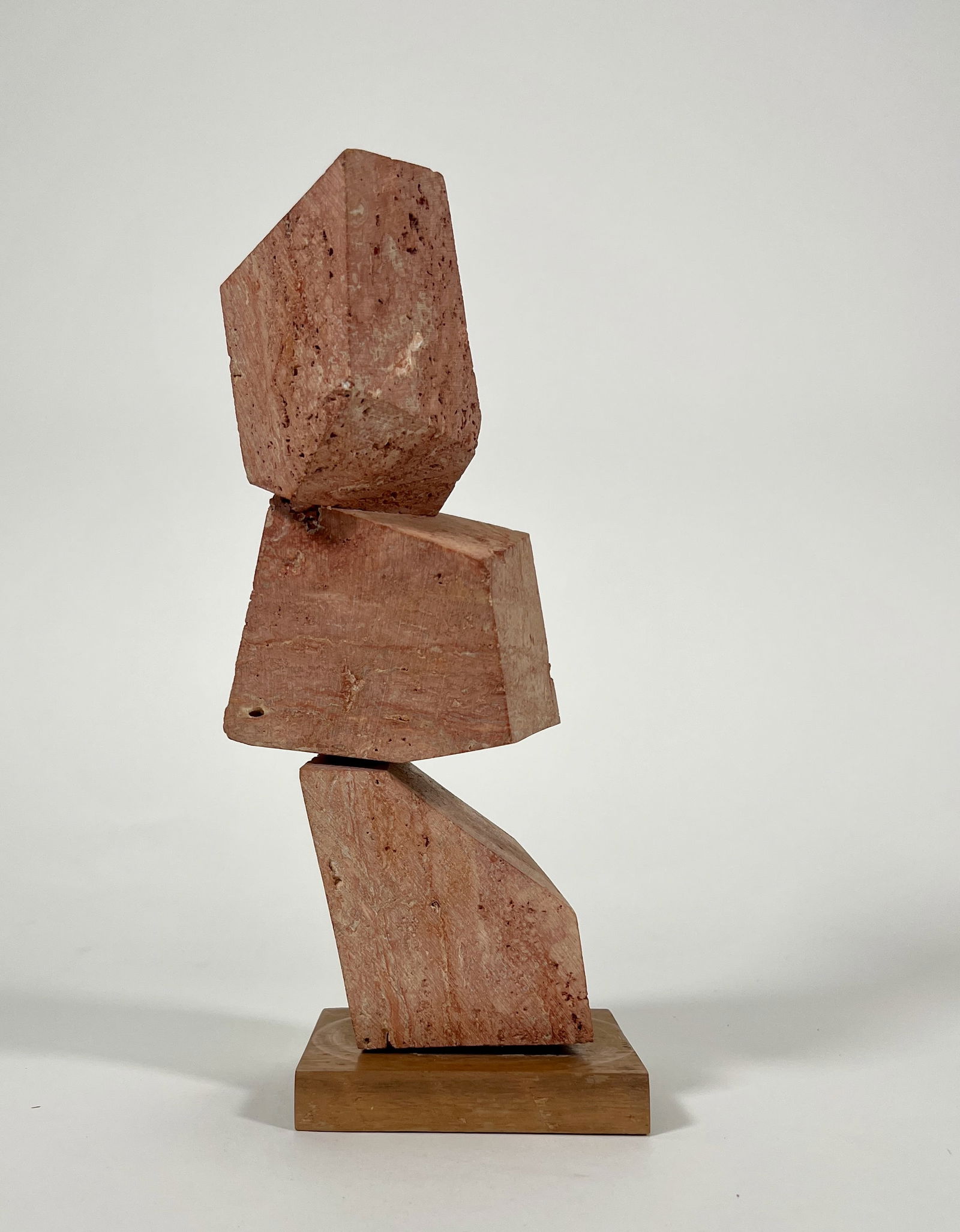 Abstract Geometric Stone Sculpture on Wooden Base (1 of 10)