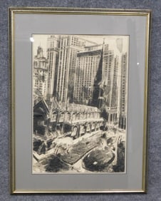 Paul Giovanopoulos Pen and Ink 'Trinity Church'