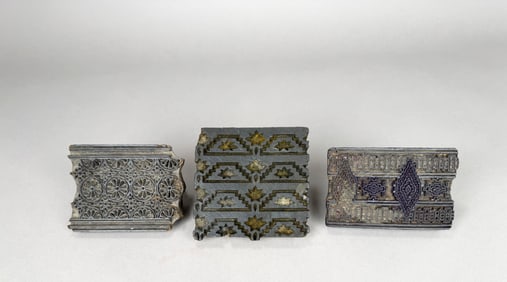 Three Carved Wooden Textile Printing Blocks