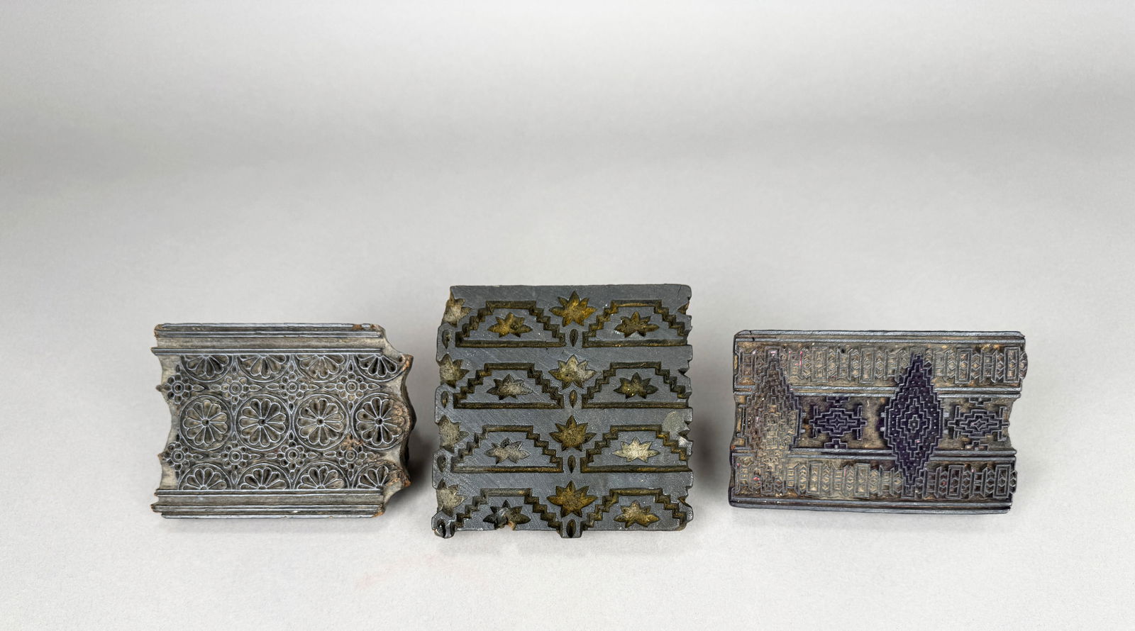 Three Carved Wooden Textile Printing Blocks (1 of 3)