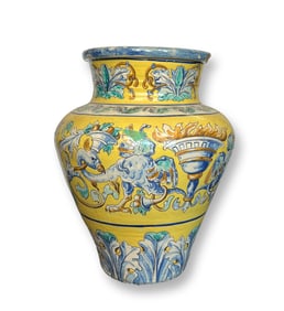 Large Continental Tin-Glazed Earthenware Floor Vase