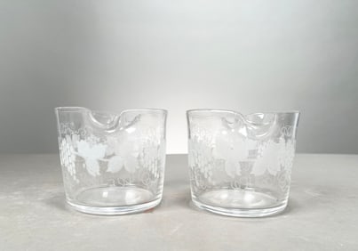 Pair of Etched Glass Wine Glass Rinsers