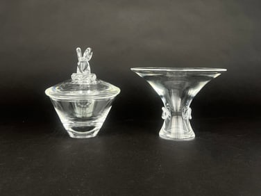 Steuben Covered Candy Dish & Vase