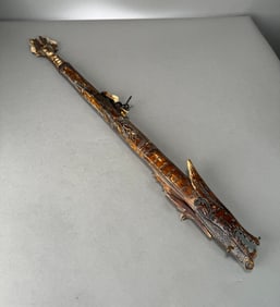 Indonesian Carved Wood Matchlock Rifle, Dragon Motif