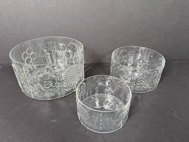 Three Iittala Flora Glass Bowls by Oiva Toikka