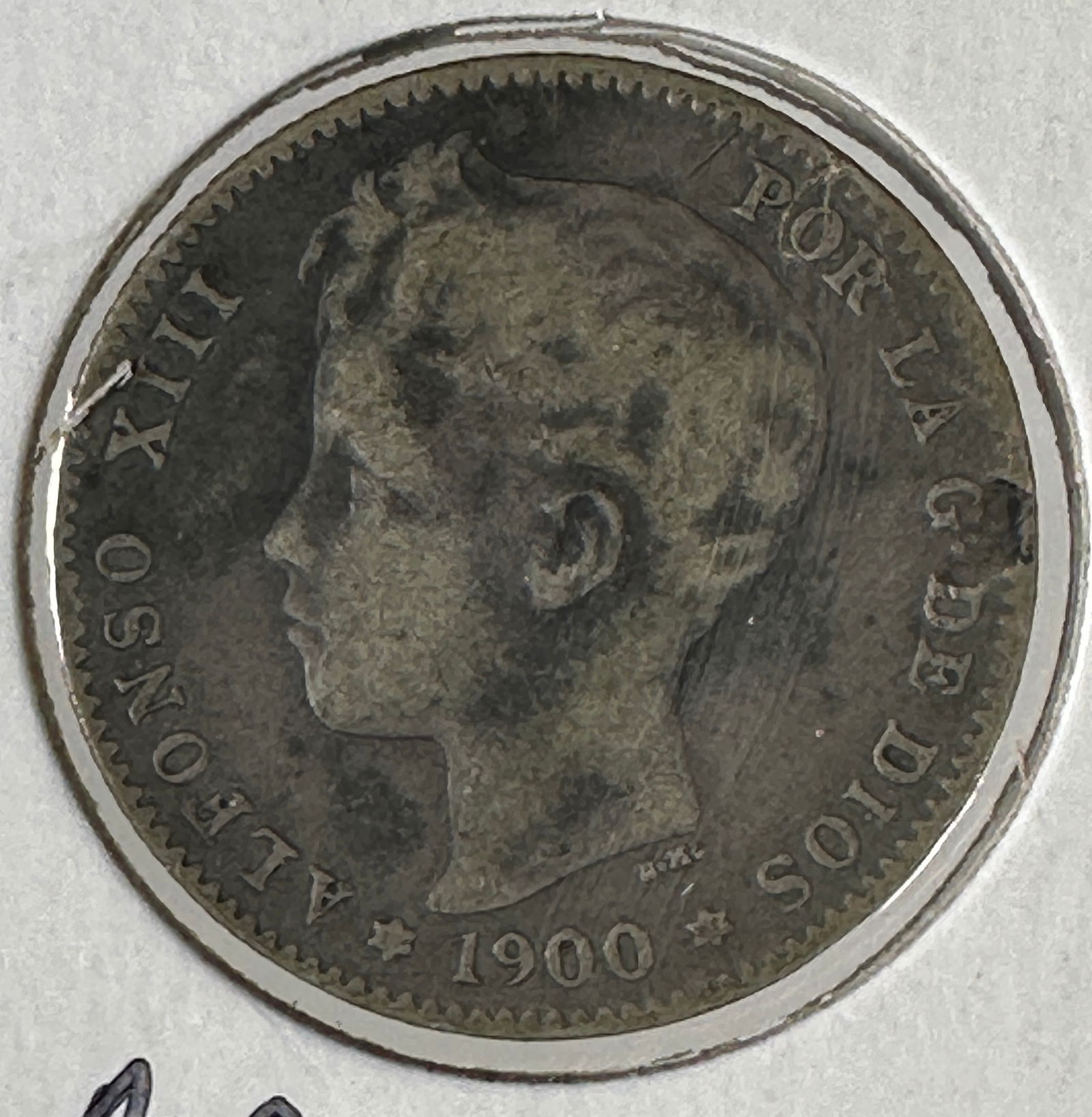 1900 Spain 1 Peseta .835 Silver Coin - Alfonso XIII (1 of 2)