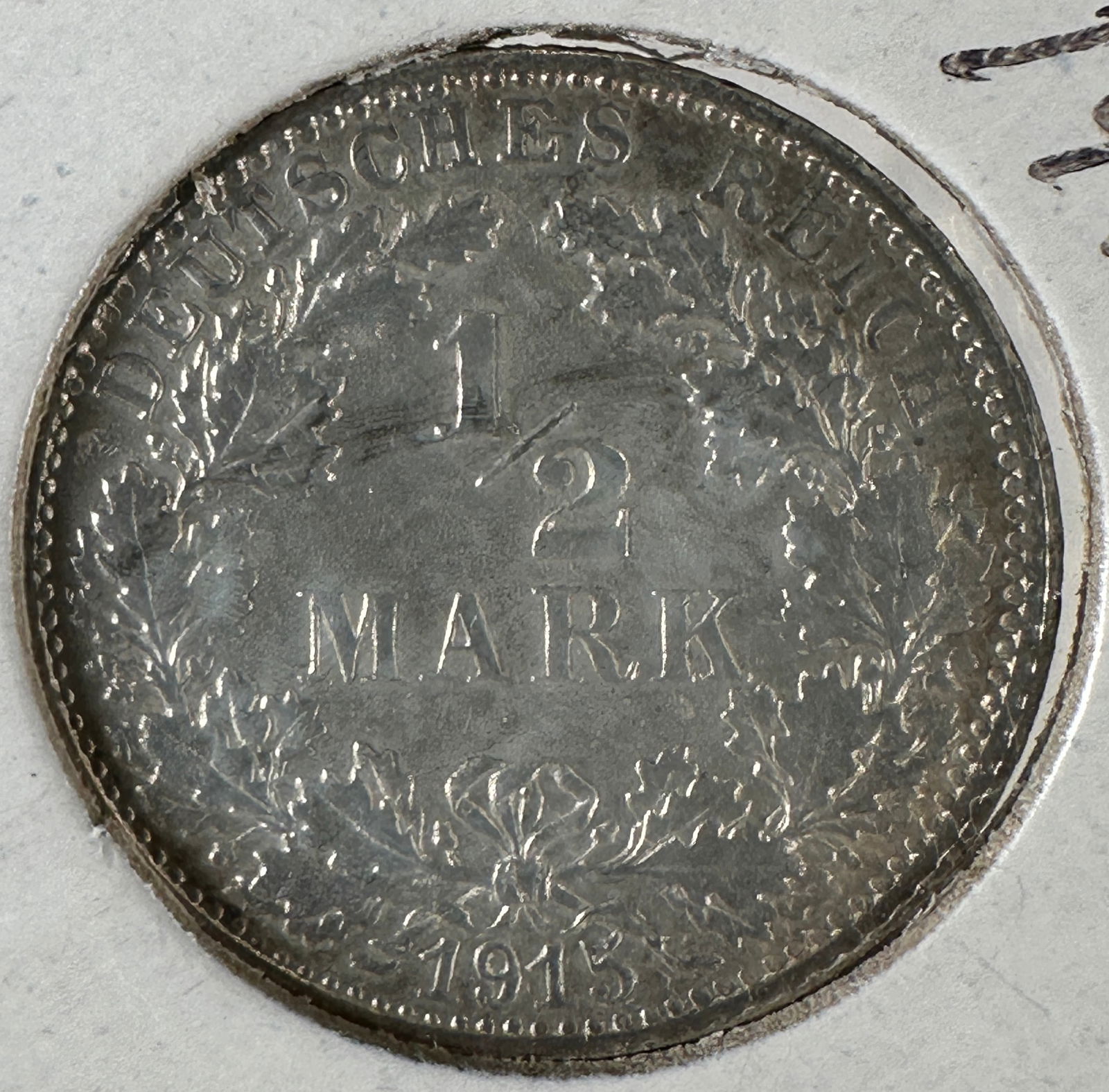 1915 German Empire 1/2 Mark .900 Silver Coin (1 of 2)