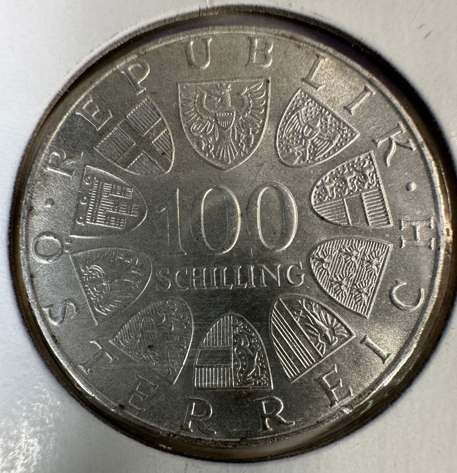 1976 Post WWII Austria 100 Schilling .640 Silver Coin - 200th Anniversary of the Burgtheater (1 of 2)